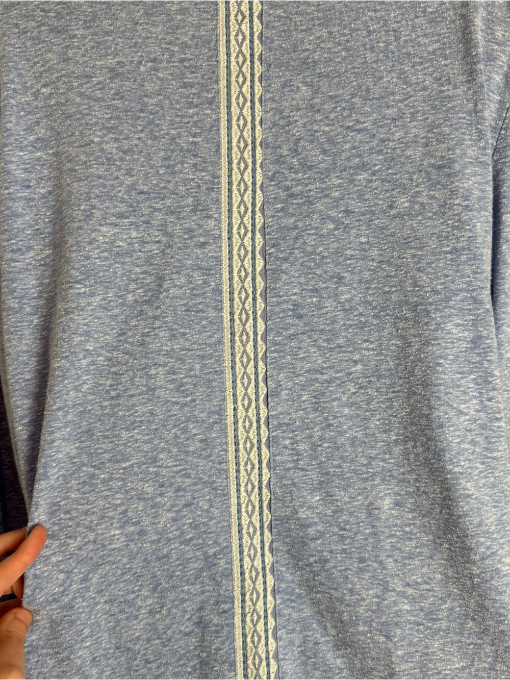 Sundance Embroidered Beaded Light Blue Long Sleeve Lace Trim Henley Top Size L - Picture 9 of 10